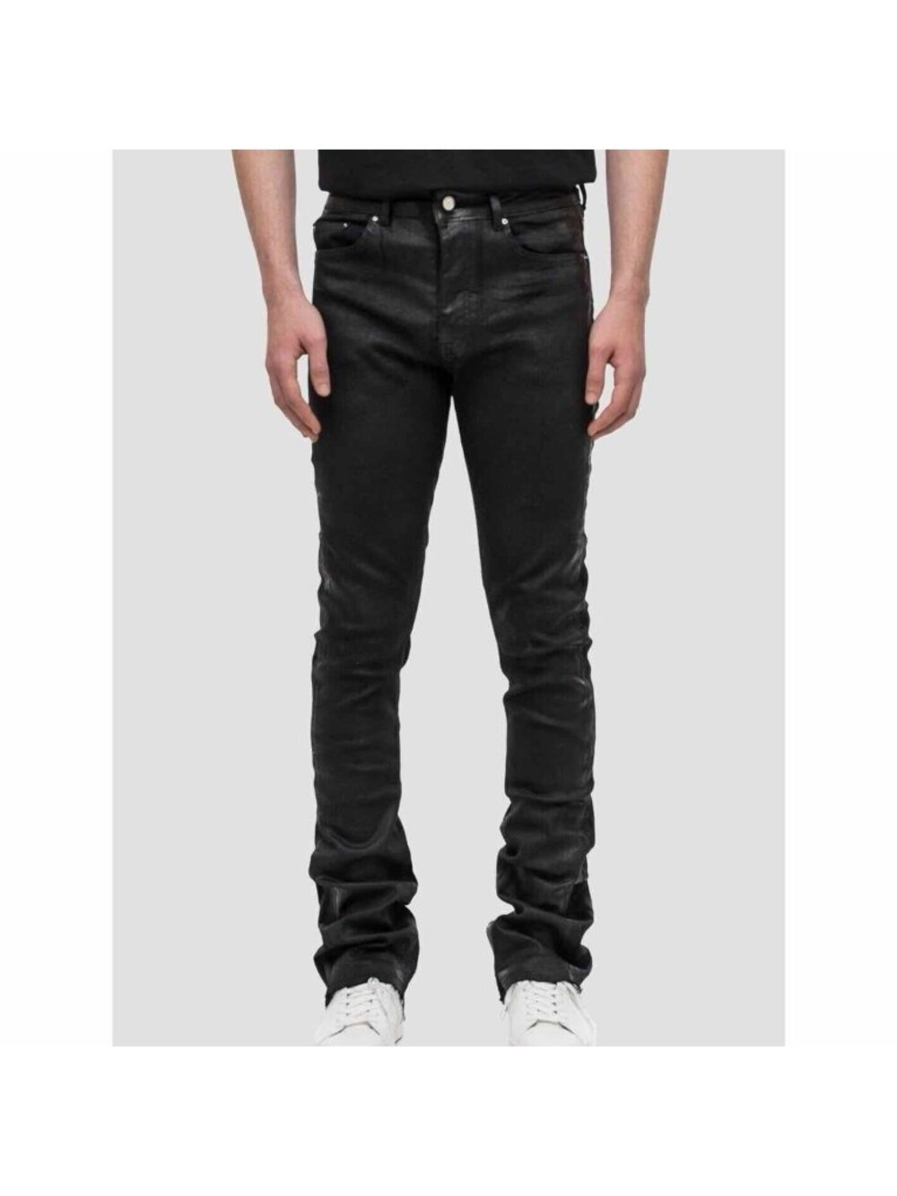 Flaneur Homme Flared Jeans in Waxed Black Denim Jeans Size 32 Moto